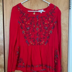 Pretty embroidered red long sleeve
